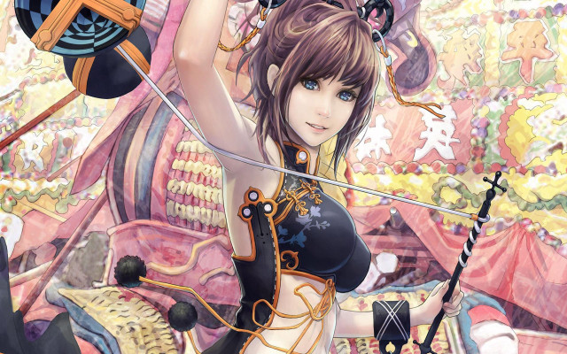 Woman sword helmet fantasy anime free wallpaper - medium preview image