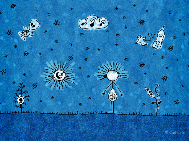 Person field birds sun moon free wallpaper - medium preview image