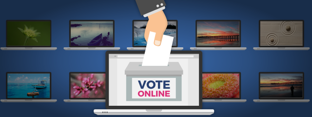 Hand holding voting machine laptop free wallpaper - medium preview image