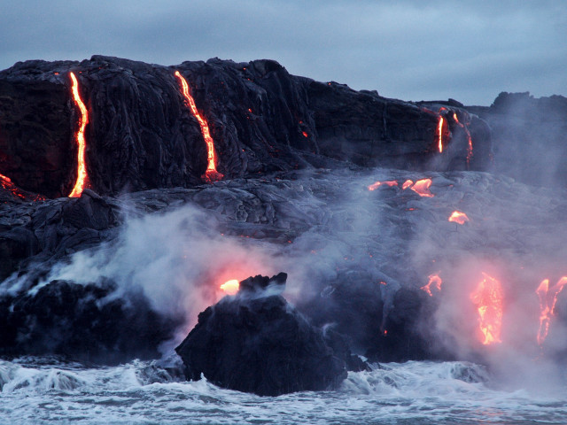 Lava flowing ocean lava pouring free wallpaper - medium preview image