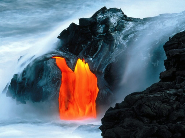Lava flow ocean rock lava free wallpaper - medium preview image
