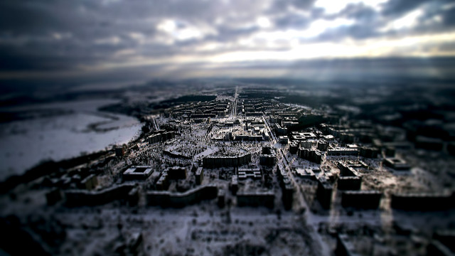 City view high altitude plane free wallpaper - medium preview image
