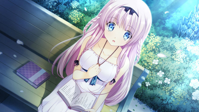 Girl long pink hair blue free wallpaper - medium preview image
