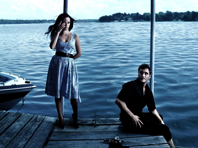 Man woman dock boat water free wallpaper - medium preview image