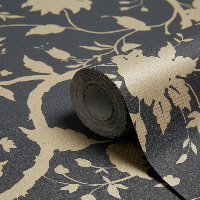 Black gold wallpaper floral design free wallpaper - medium preview image
