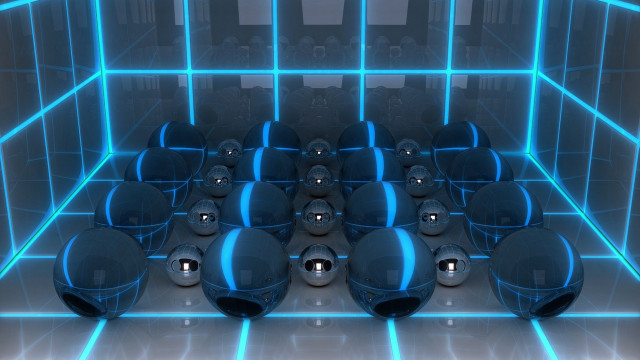 Room balls neon blue black free wallpaper - medium preview image