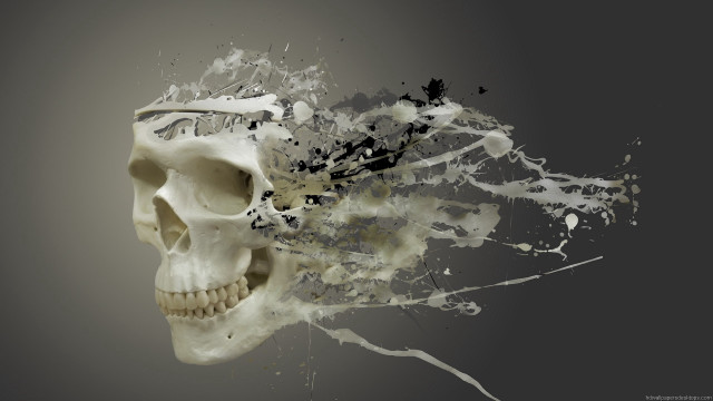 Skull paint splash black background free wallpaper - medium preview image