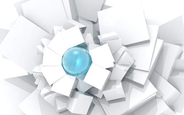 Blue ball white cube area free wallpaper - medium preview image