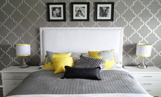 Bed white headboard yellow pillows #4 free wallpaper - medium preview image