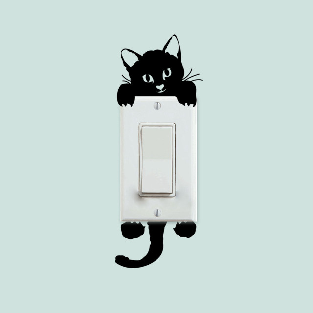 Black cat sitting light switch free wallpaper - medium preview image