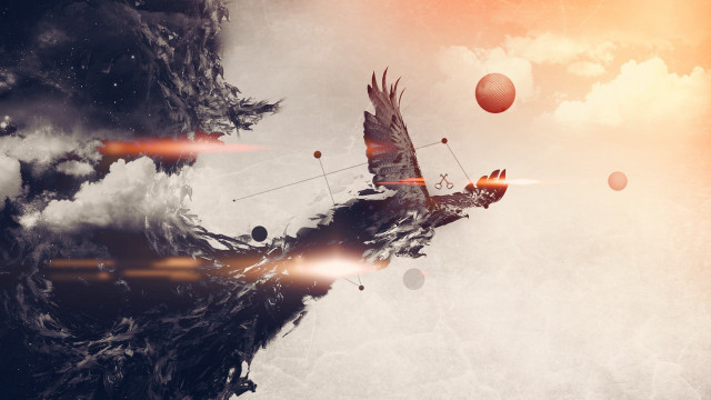Bird flying balls background air free wallpaper - medium preview image