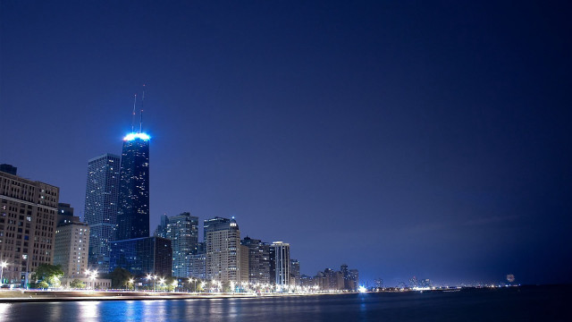City skyline night water tall #2 free wallpaper - medium preview image