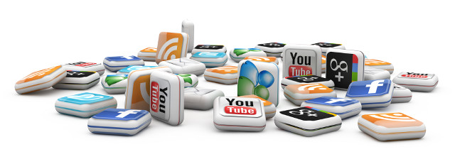 Social media icons colored objects free wallpaper - medium preview image