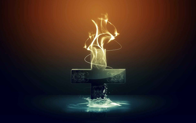 Cross smoke dark background light free wallpaper - medium preview image