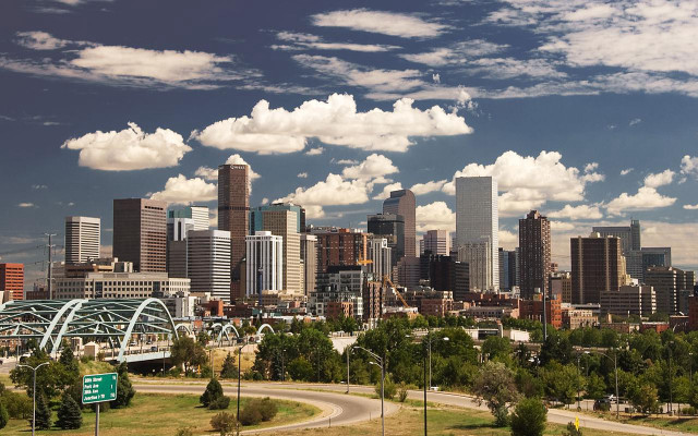 City skyline bridge highway cloudy free wallpaper - medium preview image