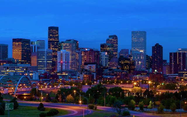 City skyline bridge street nighttime free wallpaper - medium preview image