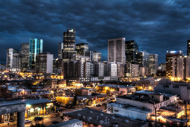 City skyline tall buildings night #6 free wallpaper - medium preview image