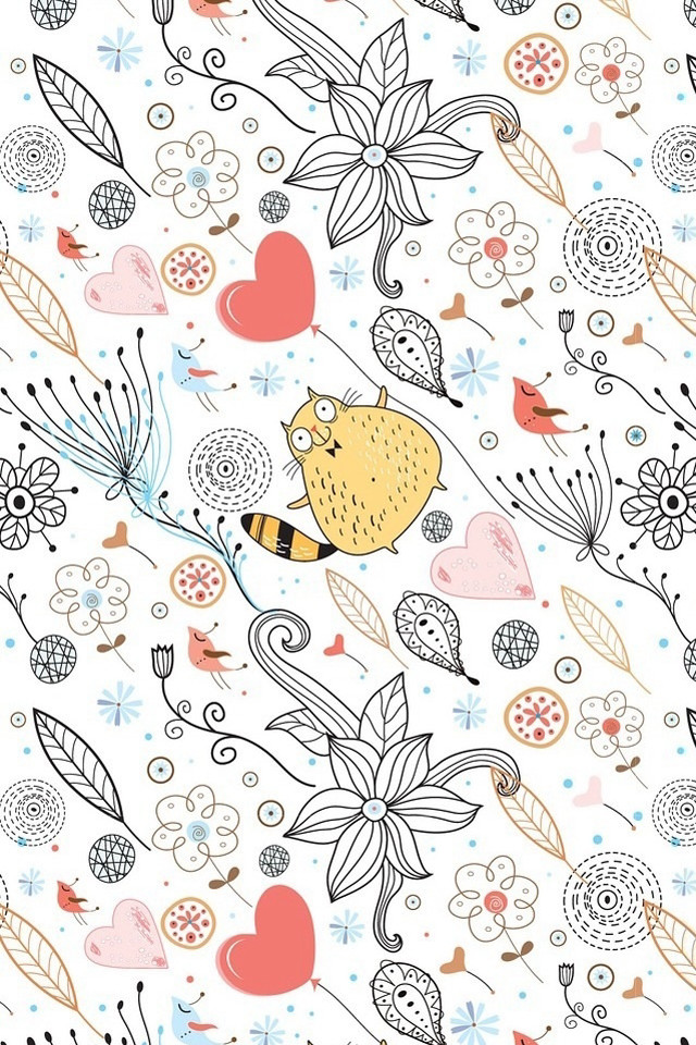 Flower heart pattern white background free wallpaper - medium preview image
