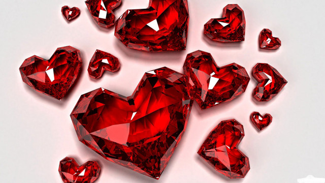 Red hearts white surface background free wallpaper - medium preview image