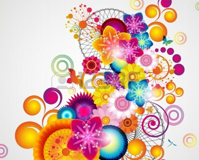 Colorful abstract background circles flowers free wallpaper - medium preview image