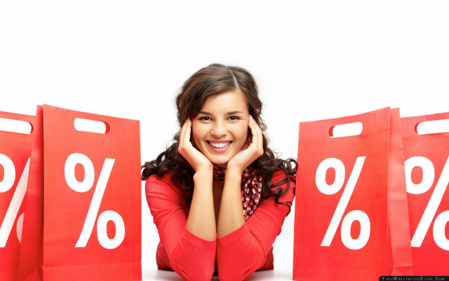 Woman sitting red bags percentage free wallpaper - medium preview image