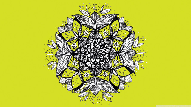Flower yellow background black white free wallpaper - medium preview image