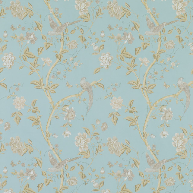 Blue wallpaper floral design bird free wallpaper - medium preview image