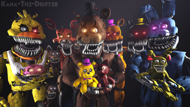 Creepy animated characters group faces free wallpaper - medium preview image