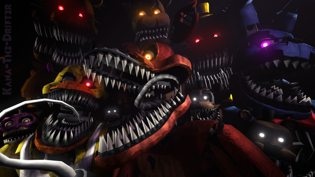 Animated characters glowing eyes teeth free wallpaper - medium preview image