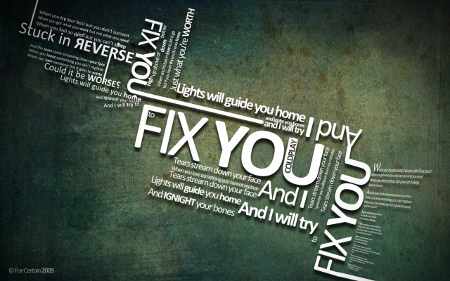Fix you word cloud green free wallpaper - medium preview image