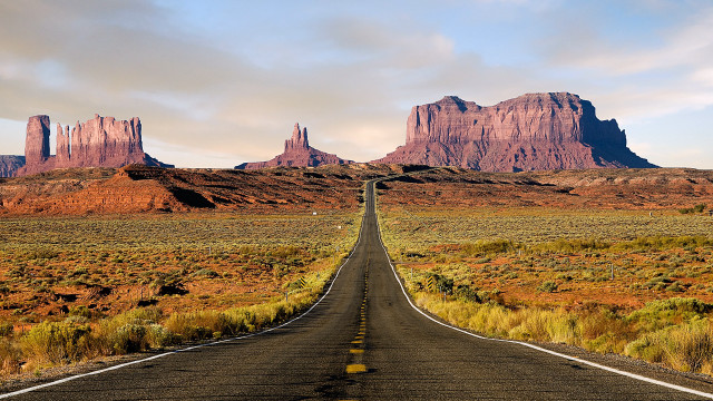 Long road desert mountains cloudy free wallpaper - medium preview image