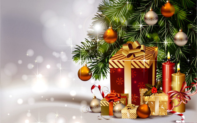 Christmas tree presents candle star free wallpaper - medium preview image