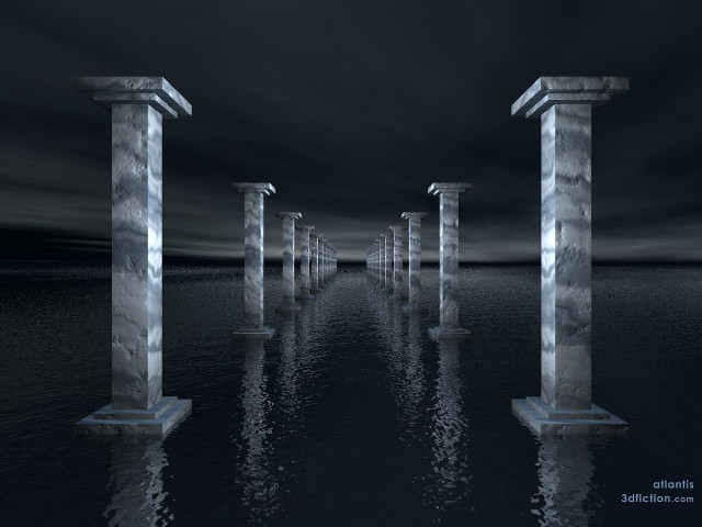 Pillars water night sky clouds free wallpaper - medium preview image
