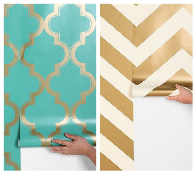 Person holding wallpaper roll gold free wallpaper - medium preview image