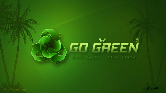 Green jungle palm leaves logo free wallpaper - medium preview image