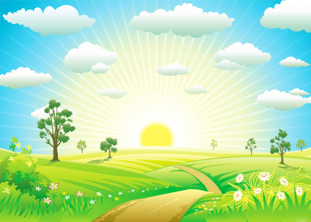 Sunny day path tree field free wallpaper - medium preview image