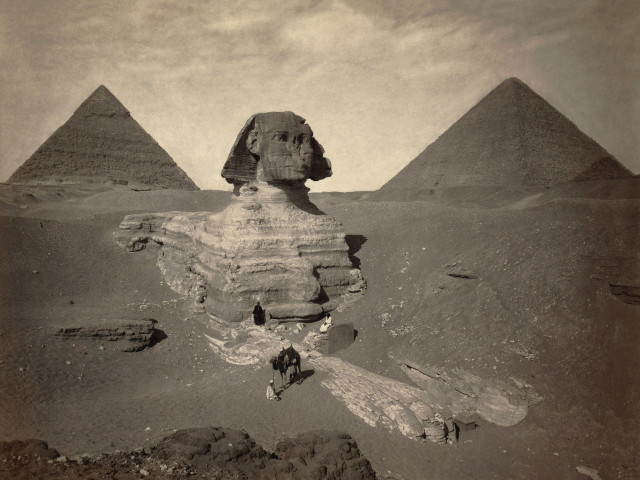 Sphinx pyramids dog statue black free wallpaper - medium preview image