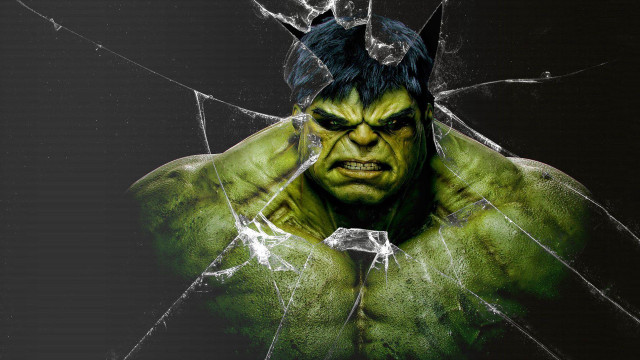 Green horned man shattered glass free wallpaper - medium preview image