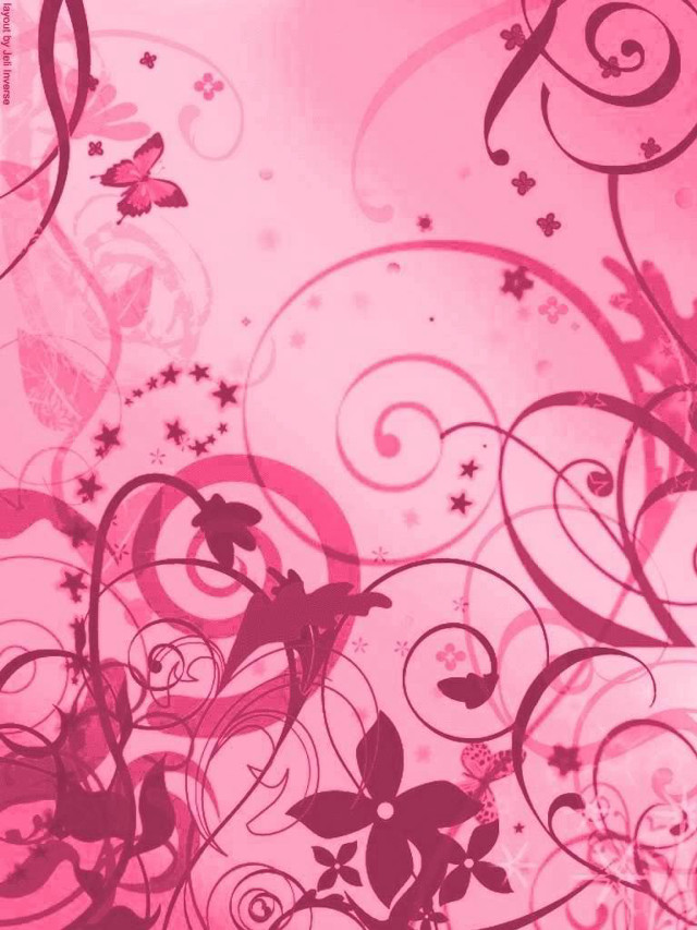Pink background swirls stars pattern free wallpaper - medium preview image