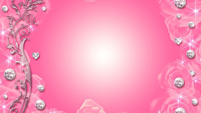 Pink background rose diamonds border #2 free wallpaper - medium preview image