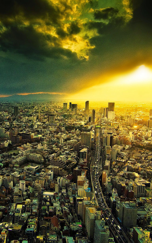 Cityscape traffic cloudy sky sunset free wallpaper - medium preview image
