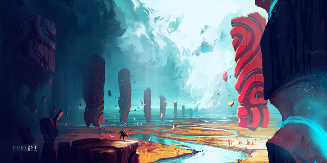 Cave man river red giant free wallpaper - medium preview image