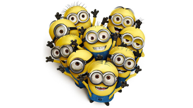 Minion heart arrangement white background free wallpaper - medium preview image