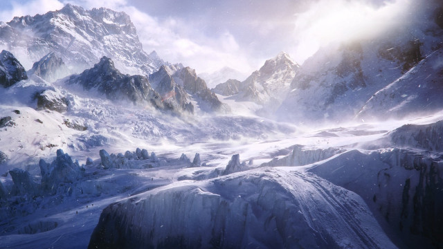 Snowy mountain range clouds sunshine free wallpaper - medium preview image