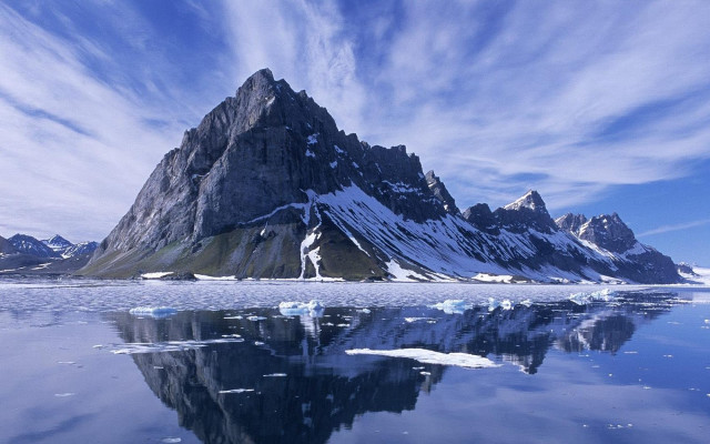 Mountain ice floating water blue free wallpaper - medium preview image