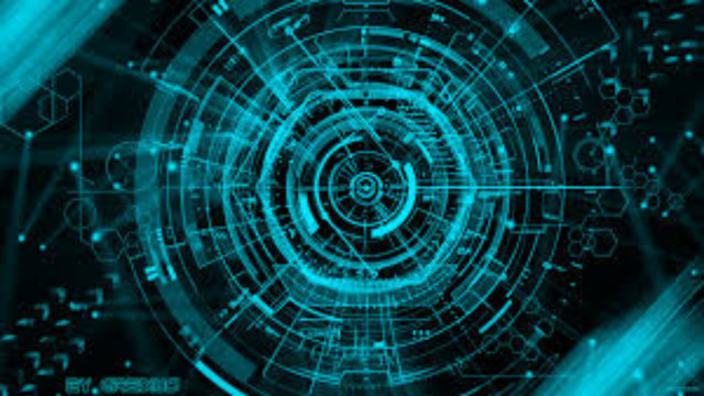 Futuristic blue background circular design free wallpaper - medium preview image