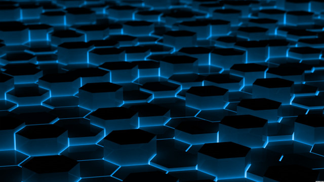 Blue light hexagons blurry black free wallpaper - medium preview image
