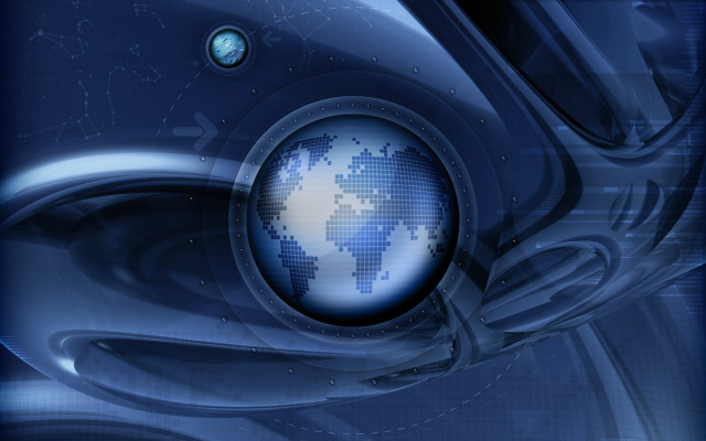 Blue abstract background globe center free wallpaper - medium preview image