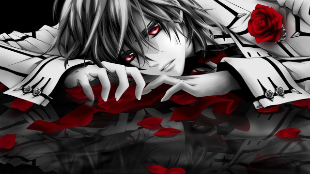 Anime character rose black background free wallpaper - medium preview image