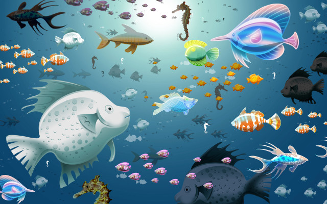 Fish swimming blue ocean starfish #3 free wallpaper - medium preview image